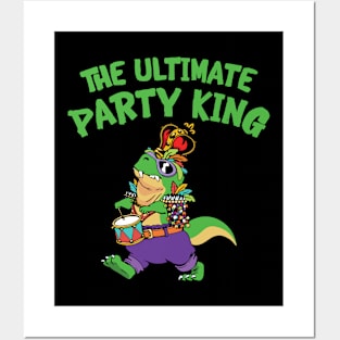 Mardi Gras Carnival T-rex Dinosaur Party King Posters and Art